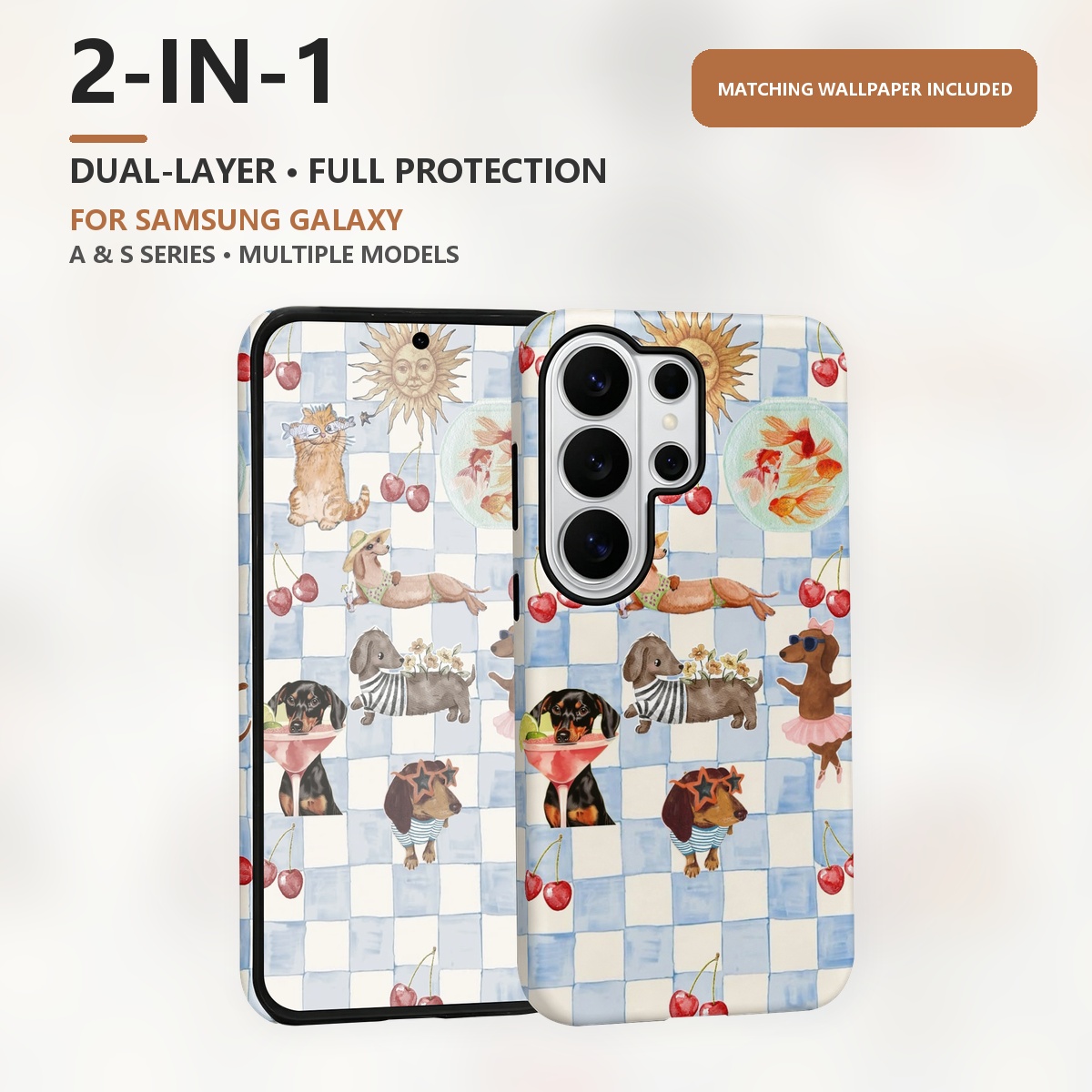 Computer Case - Lustige Hunde Sommer 2-in-1 Dual-Layer Handyhülle