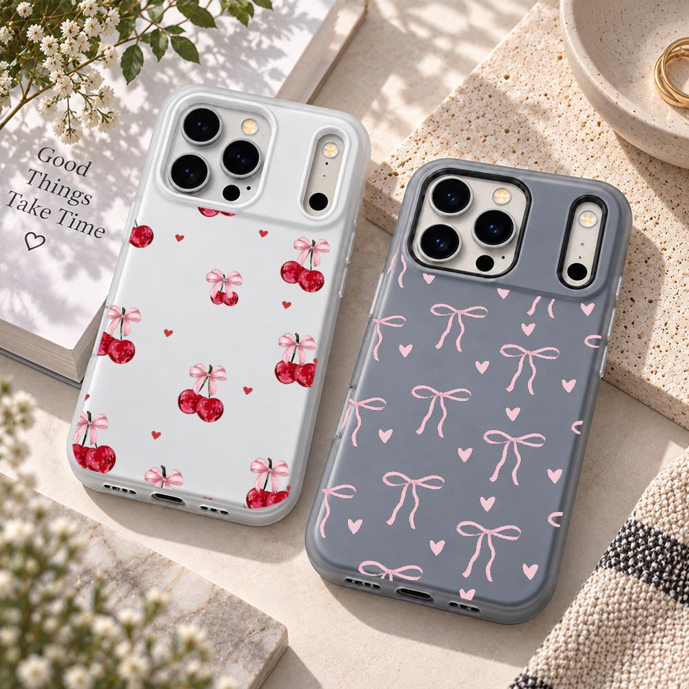 Matte Pc Case - Niedliche Handyhülle mit rosa Herzschleife, iPhone